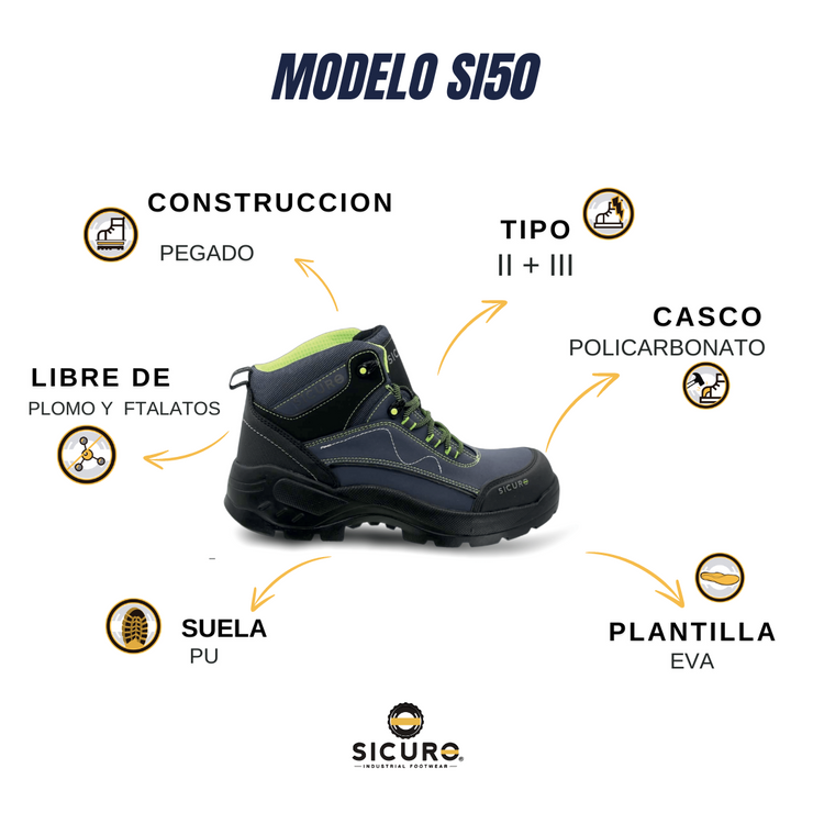 Bota Industrial Sicuro Azul Marino Para Hombre Si50