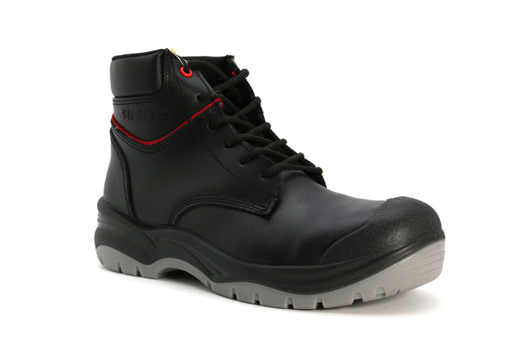Bota Industrial Sicuro SA501 Negro Con Rojo