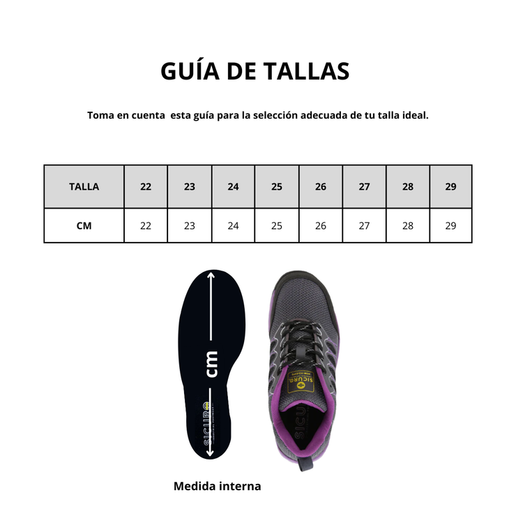 Tenis Sicuro Industrial SA703 Con Casquillo Para Dama Color Gris Morado