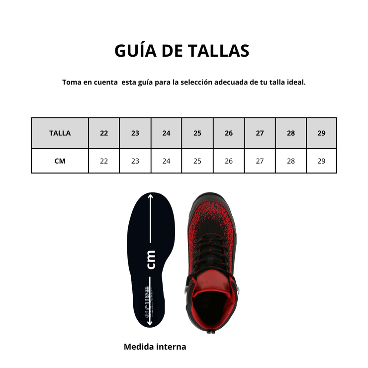 Bota De Seguridad Sicuro Forte SF88 Negro Rojo Caballero