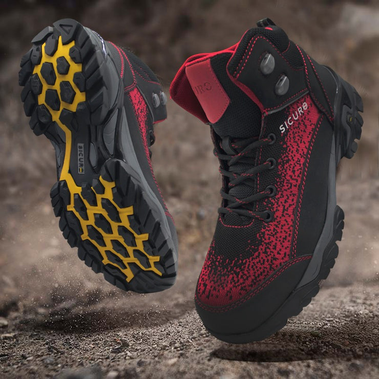 Bota De Seguridad Sicuro Forte SF88 Negro Rojo Caballero