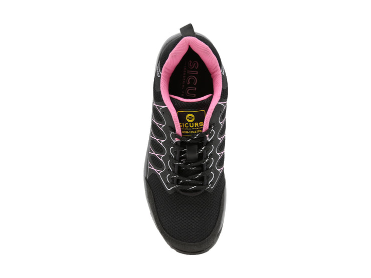 Tenis Sicuro Industrial Con Casquillo Para Dama SA703 Color Negro Rosa