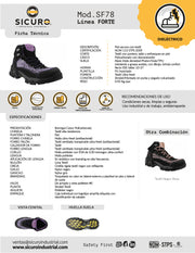 Bota De Seguridad Sicuro Forte SF78 Negro Lila Dama