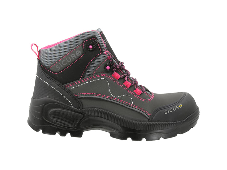 Bota Industrial Sicuro Dibase Gris Rosa Para Dama Si50