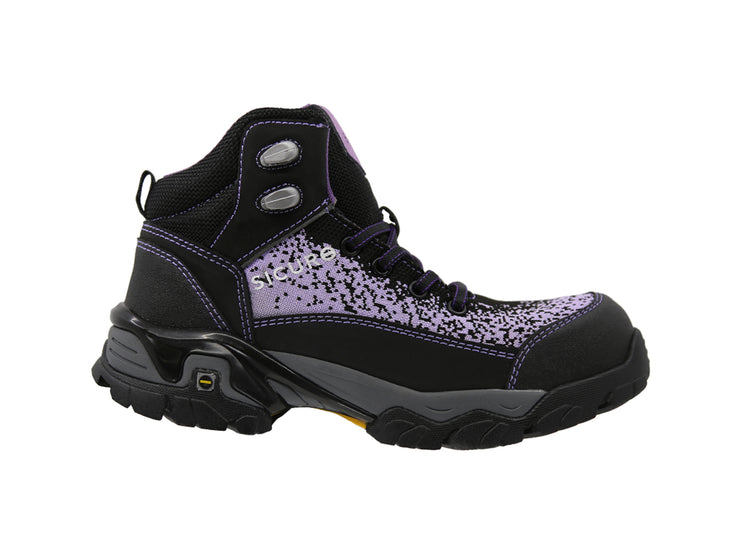 Bota De Seguridad Sicuro Forte SF78 Negro Lila Dama