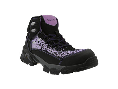 Bota De Seguridad Sicuro Forte SF78 Negro Lila Dama