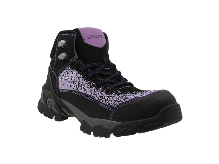 Bota De Seguridad Sicuro Forte SF78 Negro Lila Dama